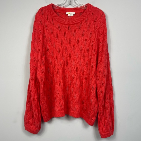 Boden Pointelle Fluffy Sweater Bright Coral K0555 Plus Size 20 / 22 Wool Aplaca - Picture 6 of 16
